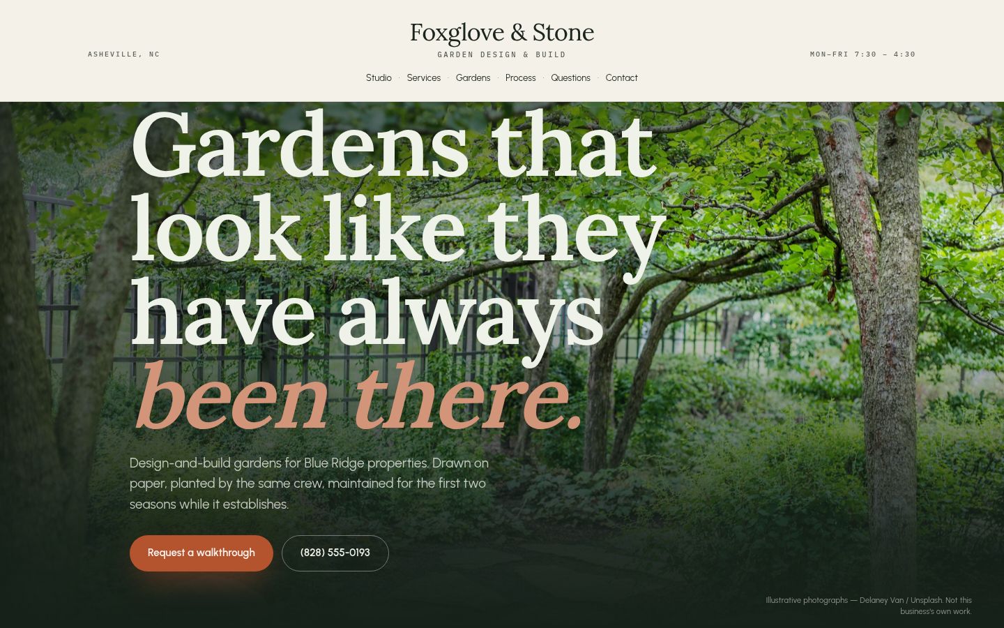 Concept homepage in the Landscape / Outdoor family