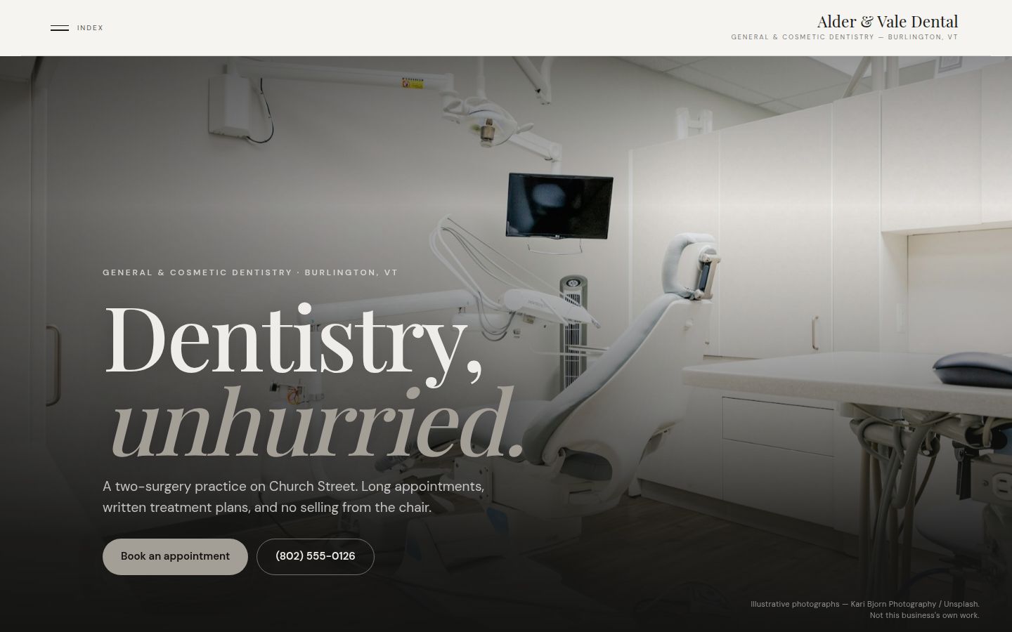 Concept homepage in the Luxury Minimal family